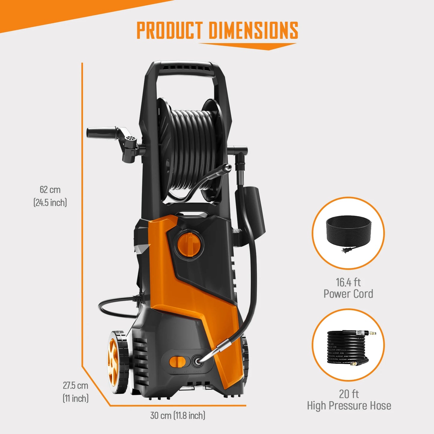 Electric Pressure Washer 5000PSIMax 3.5GPM Pressure Washer with 20 Ft Hose 16.3 Ft Power Cord, Making It Perfect for Cleaning Ca