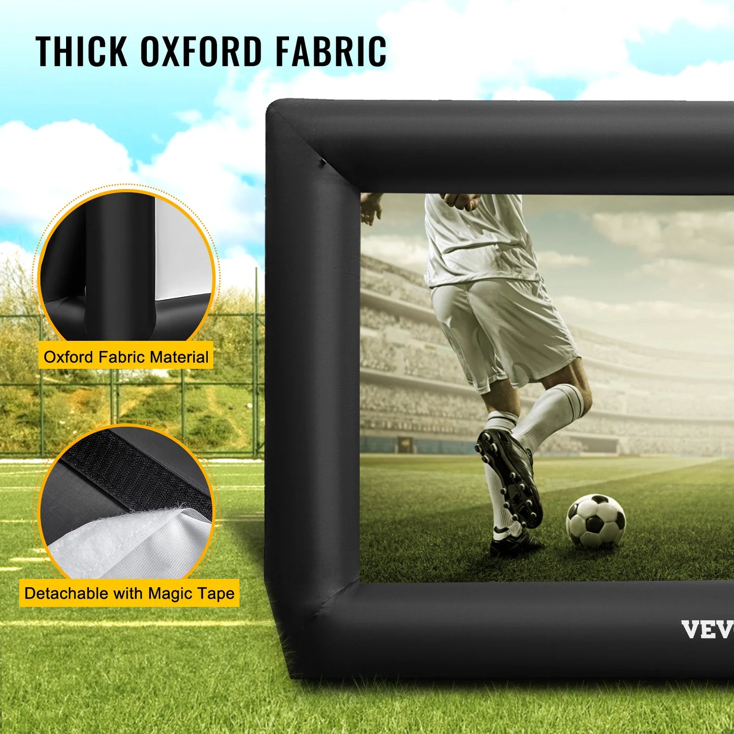 SucceBuy Inflatable Movie Screen 24FT Inflatable Projector Screen w/ 360W Air Blower Projector Screen Support Front/Rear Project