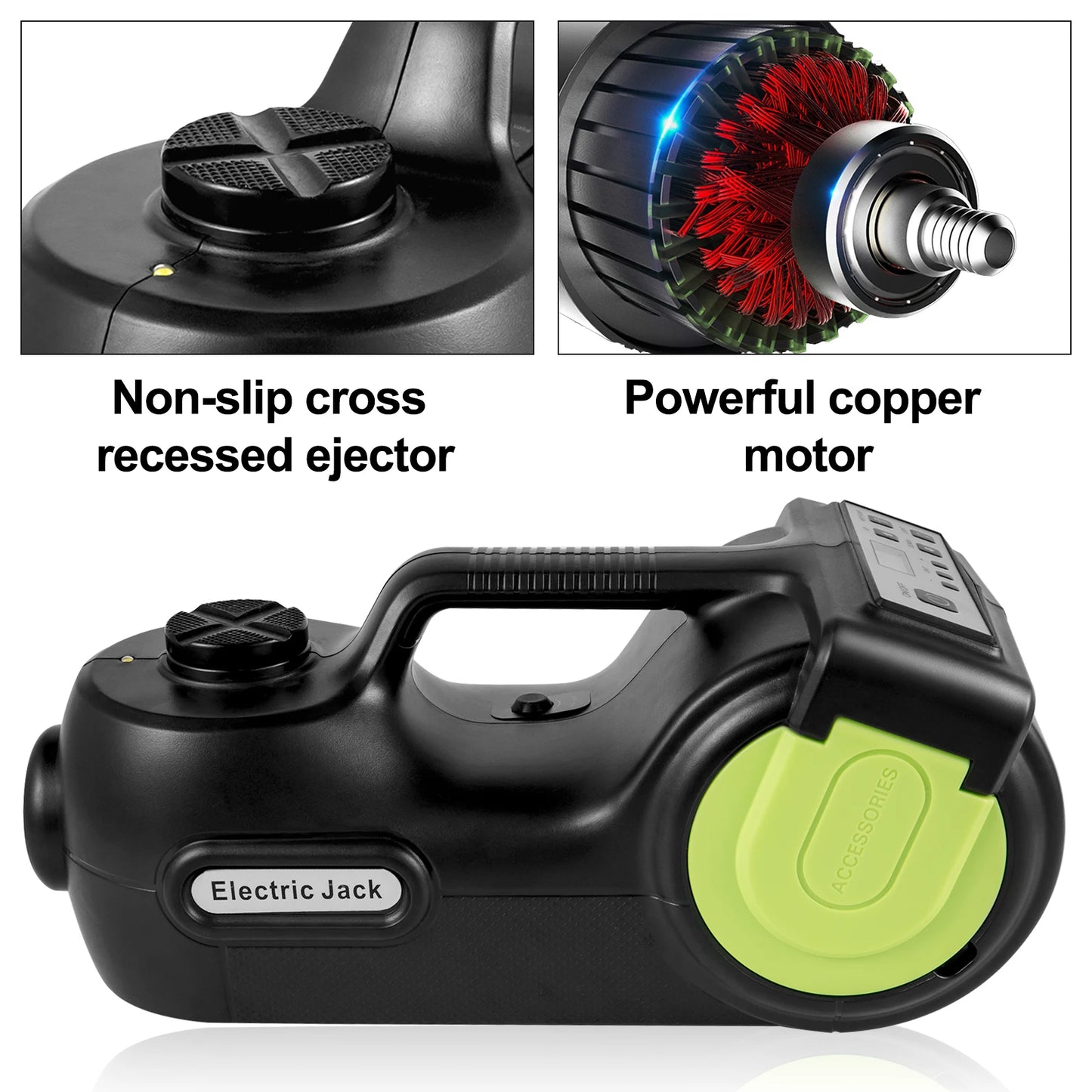 SucceBuy 5 Ton 12V Electric Car Jack Kit + Impact Wrench Light Portable Hydraulic Jack 13.5-36 CM Tire Lifting Car Repair Tool