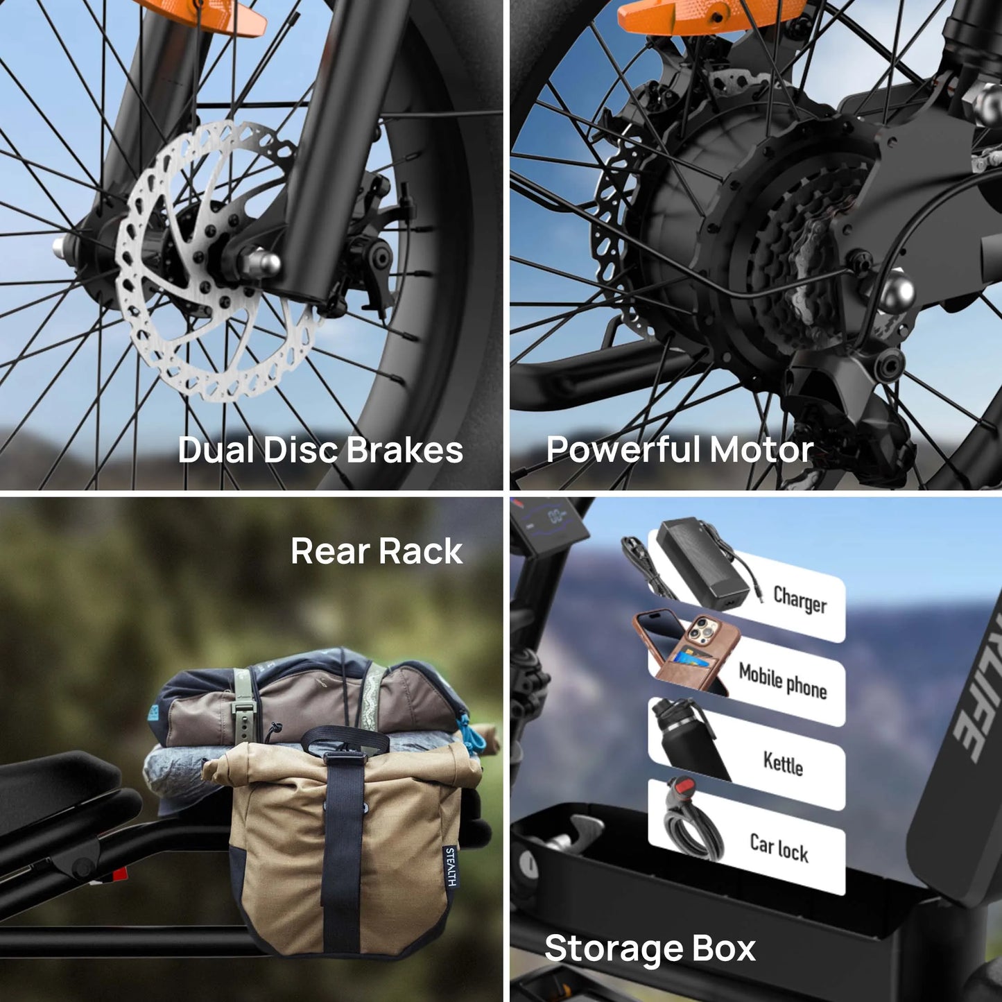 1500W Electric Mountain Bike with 48V 15.6Ah Removable Battery, 28MPH 100 Mile Range, 20" X 4" fat Tire E-bike