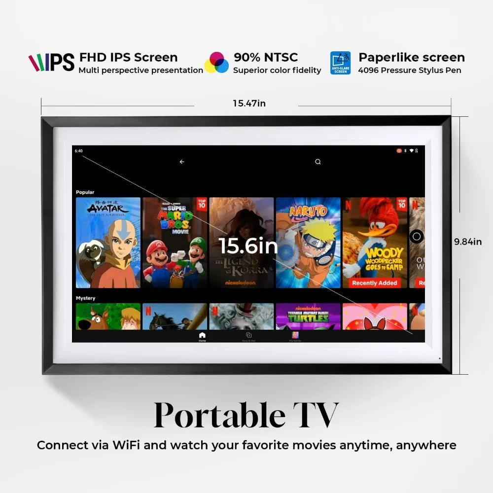 Restaurant Supplies/15.6" Digital Wall Calendar|Picture Frame with Anti-Glare Paper Touchscreen|Google Photos&Voice Assistant