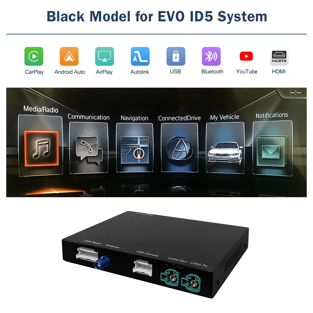 Road Top Wireless CarPlay Android Auto for BMW NBT EVO X5 F15 X6 F16 2014-2020 X1 F48 2016-2020 with Car Play Functions Airplay