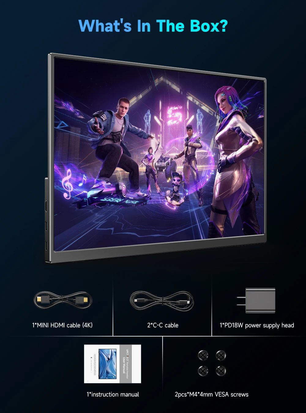 UPERFECT 4K Portable Monitor 13.4" 3840 * 2400 IPS HDMI USB C Computer Gaming Display Extenal Screen For Laptop PC Phone Switch