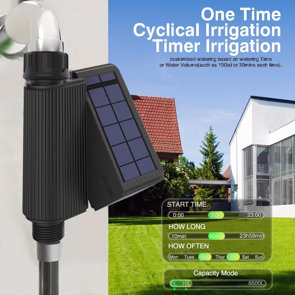 Tuya Smart Wifi Watering Timer Solar Energy Sprinkler Drip Irrigation System Built-in Water Flow Recorder Water Controller