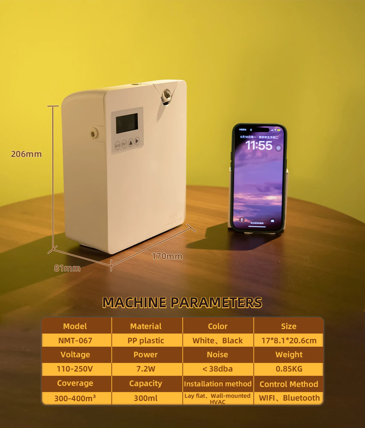 NAMSTE Aroma Diffuser WIFI Electric Aromatic Oasis Bluetooth Room Fragrance Air Freshener Essential Oils Purifiers 400m³