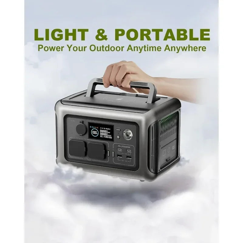 Tool Super-Quiet Portable Power Station, 299Wh 600W LiFePO4 Battery Backup with UPS Function, 400W Max Input, MPPT Solar