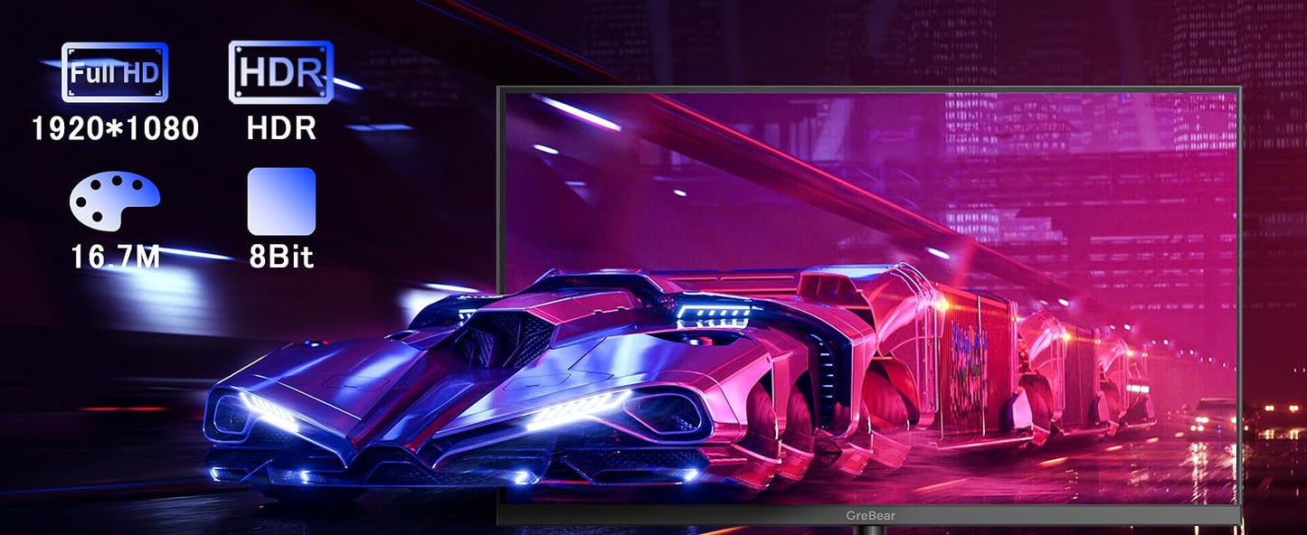GreBear 165/144Hz Gaming Monitor 24 Inch - FHD 1080P IPS Screen 1ms (GTG) Home Office Computer Display, FreeSync Technology, 100