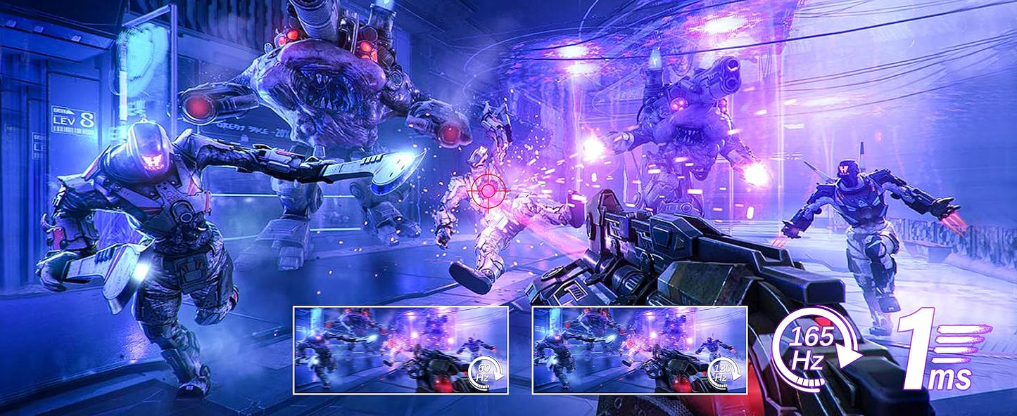 GreBear 165/144Hz Gaming Monitor 24 Inch - FHD 1080P IPS Screen 1ms (GTG) Home Office Computer Display, FreeSync Technology, 100