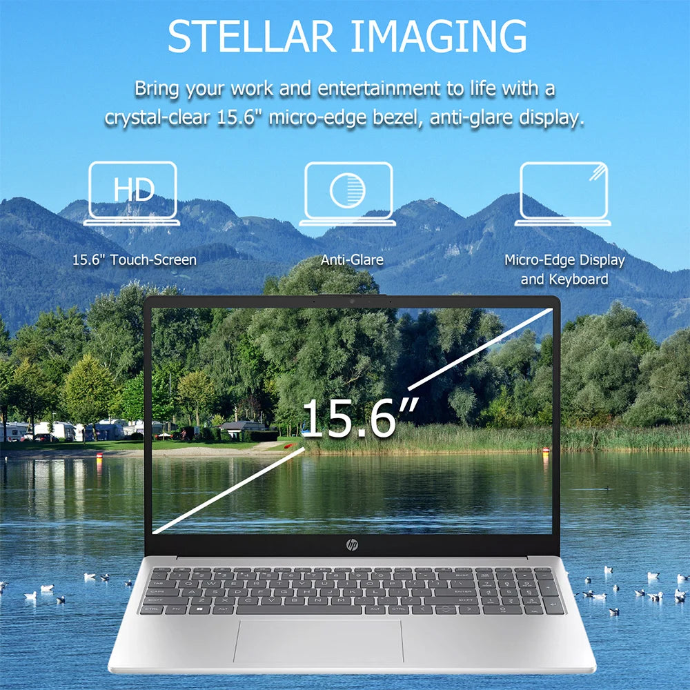 HP 15.6" Touchscreen Laptop,Business Laptop,Intel Core i5-1235U,Up to 64GB RAM,2TB SSD,Intel Iris Xe Graphics,WiFi 6E,Silver