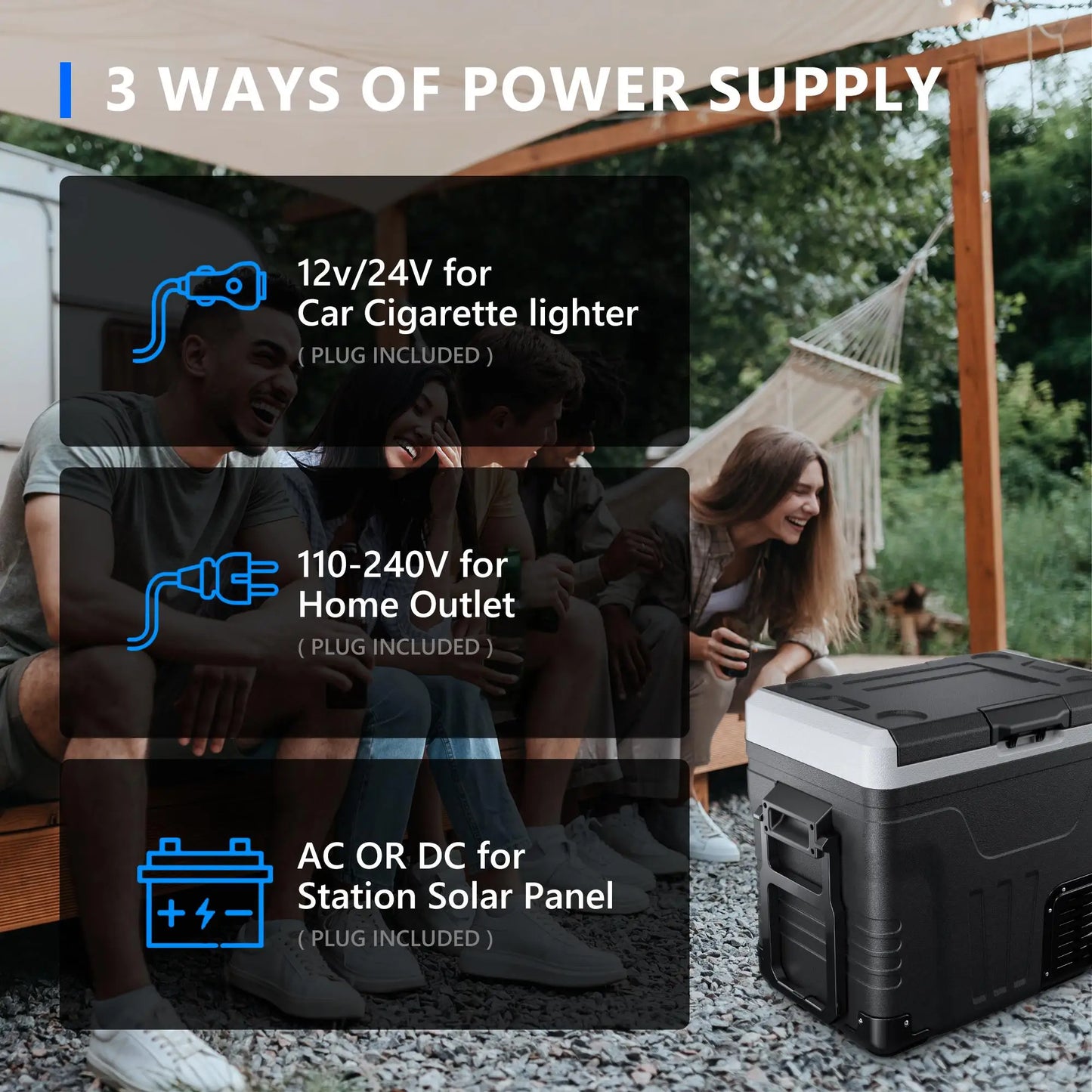 SIMZLIFE 35/50L Car Refrigerator, 12V/24V,110-240V,Portable Freezer,-4℉~68℉ Fridge with Wheel and Basket,For Travel,Camping,RV