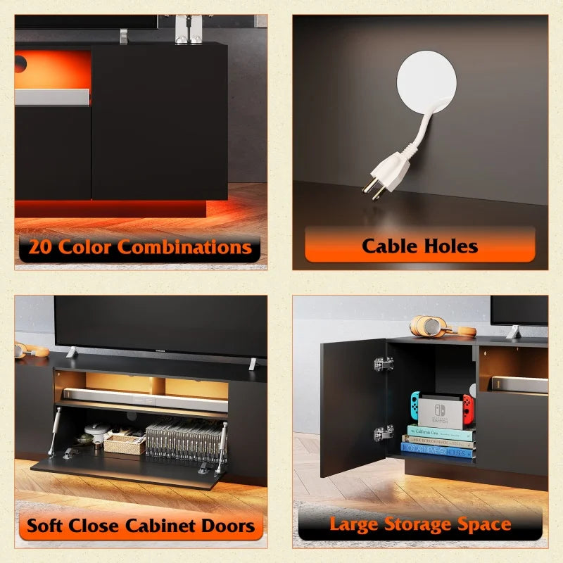 GALAXHERO TV Stand for 65 Inch TV Entertainment Center with Storage Cabinet Modern TV Console for Living Room with Ample Storage