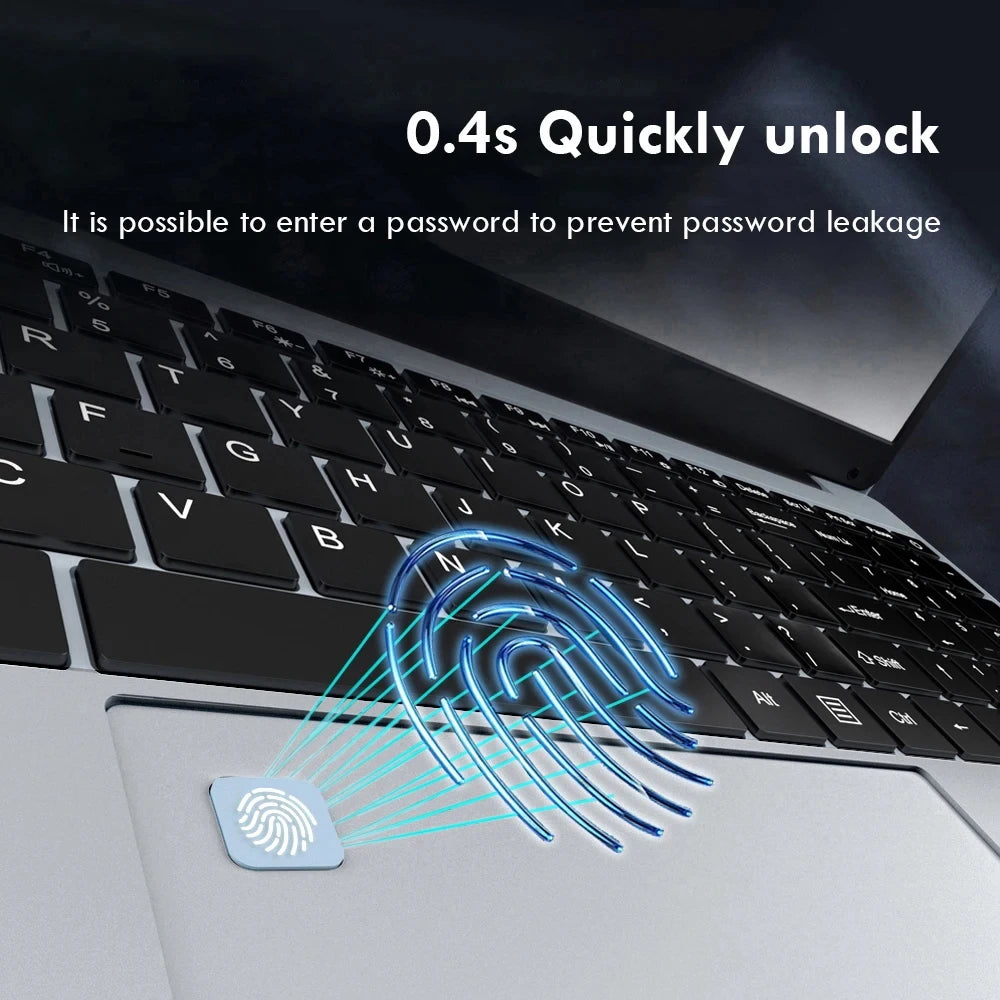 15.6" HD N4000 IPS Laptop Computer Intel CeleronNotebook PC Fingerprint Unlock Windows 11 Pro 16GB DDR4 1TB SSD Gaming Laptop