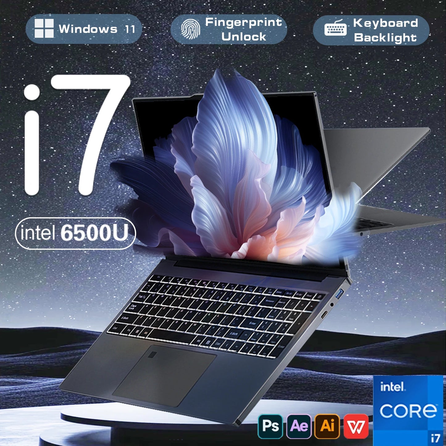 Windows 11 Pro 15.6" Ultra Slim Portable i7 Laptop intel Core i7 6500U 16GB DDR4 1TB 2TB SSD Fingerprint Office Gaming Laptop PC