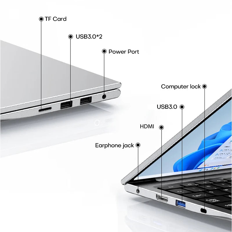 17.3 inch Laptop Computer Intel N5095 Windows 11 16GB DDR4 1TB SSD Fingerprint Unlock Gaming Laptop Backlit Computer Notebook PC