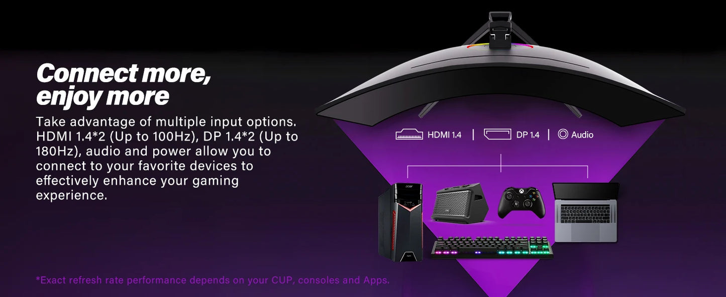 34" Curved Gaming Monitor, IPS WQHD(3440x1440P) 165Hz 1500R 21:9 UltraWide PC Display, 128% sRGB, AMD FreeSync, Blue Light Filte