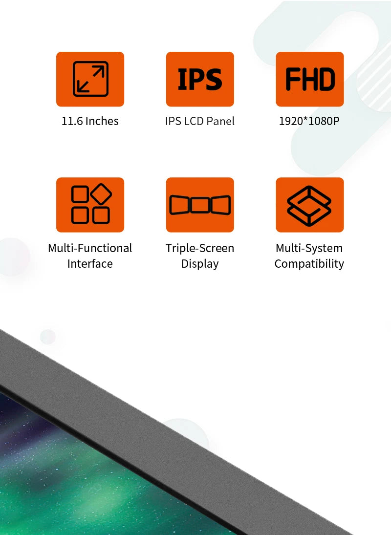 GTMEDIA Mate X 11.6 inch Portable Dual-screen Monitor 1920*1080 IPS FHD Screen Multi-system Compatible for 13.0-17.3in Laptop