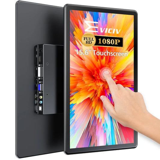 EVICIV 15.6" Touch Screen Portable Monitor 1920*1080 2000:1 USB C HDMI/DVI/VGA With VESA Second Display Wall Mountable For Game