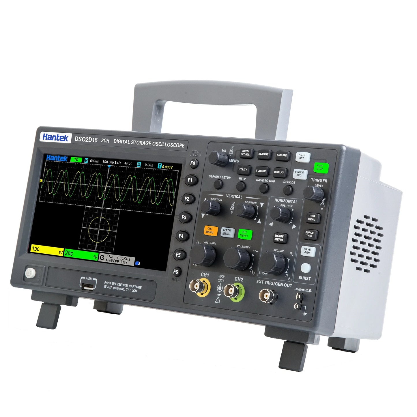 Hantek DSO2D15 Digital Oscilloscope DSO2C10 2D10 2 Channels 150MHz Osciloscópio 25MHz Signal Generator Voltmeter Frequency Meter