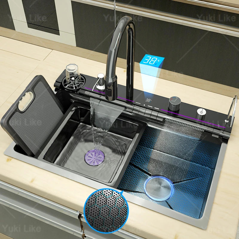 Stainless Steel kitchen Sinks Dishwashing and Vegetable Slot Multifunctional Household Basin Large Single Sink