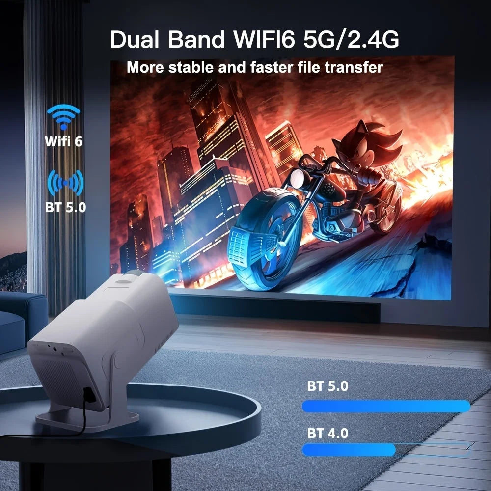 Smart Projector Native 1080P Support 4K, 390 ANSI HD Brightness, Android 11.0, WiFi 6, Auto Focus & Keystone Correction