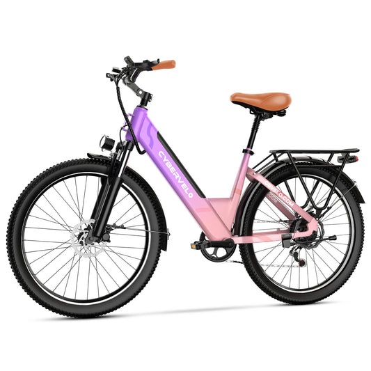 Lady EBike, City bike 7-Speed shimano shift 1000W Removable Battery E-Bike, Long Range 60+ Miles, 26 inch Electric bike