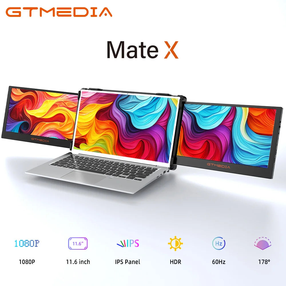 GTMEDIA Mate X 11.6 inch Portable Dual-screen Monitor 1920*1080 IPS FHD Screen Multi-system Compatible for 13.0-17.3in Laptop