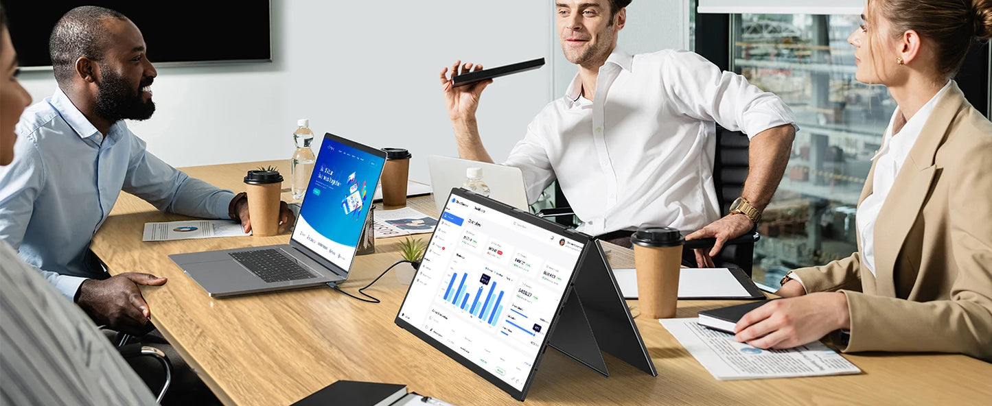 EVICIV 15.6" Dual Portable Monitor for Laptop Screen Extender 1080P HDR 360° Folding Stacked Triple Monitor with Stand for PC