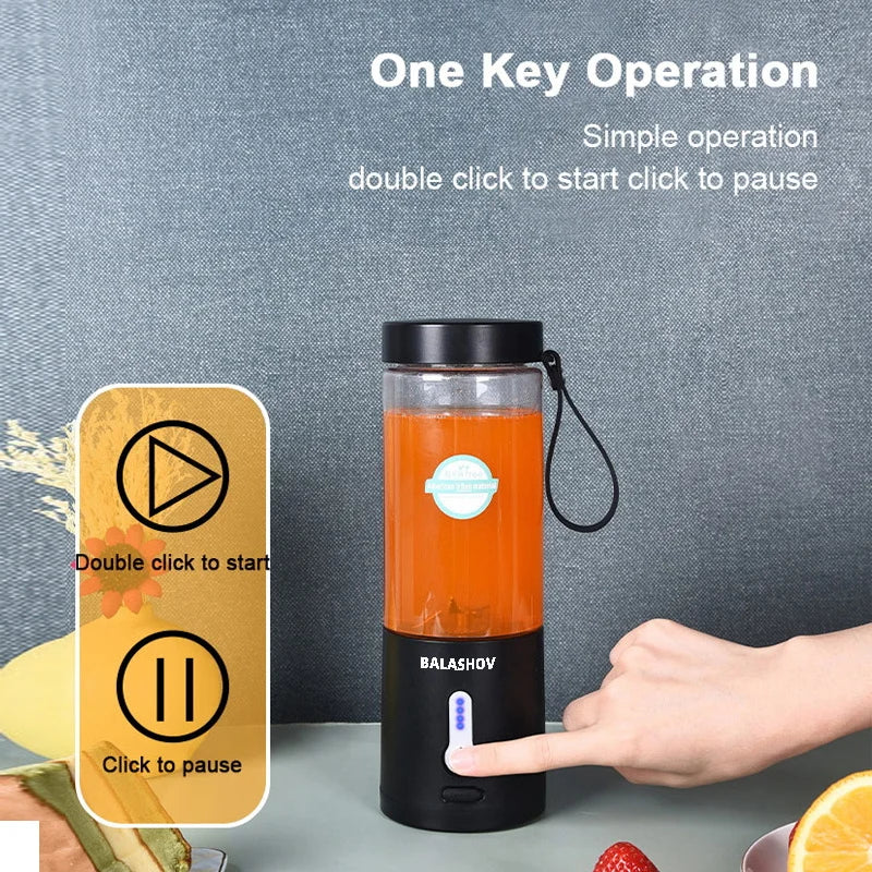 530ML Electric Juicer Portable Smoothie Blender USB Rechargeable Multifunction Fruit Mixer Machine Mini Juicer Maker Blender Cup