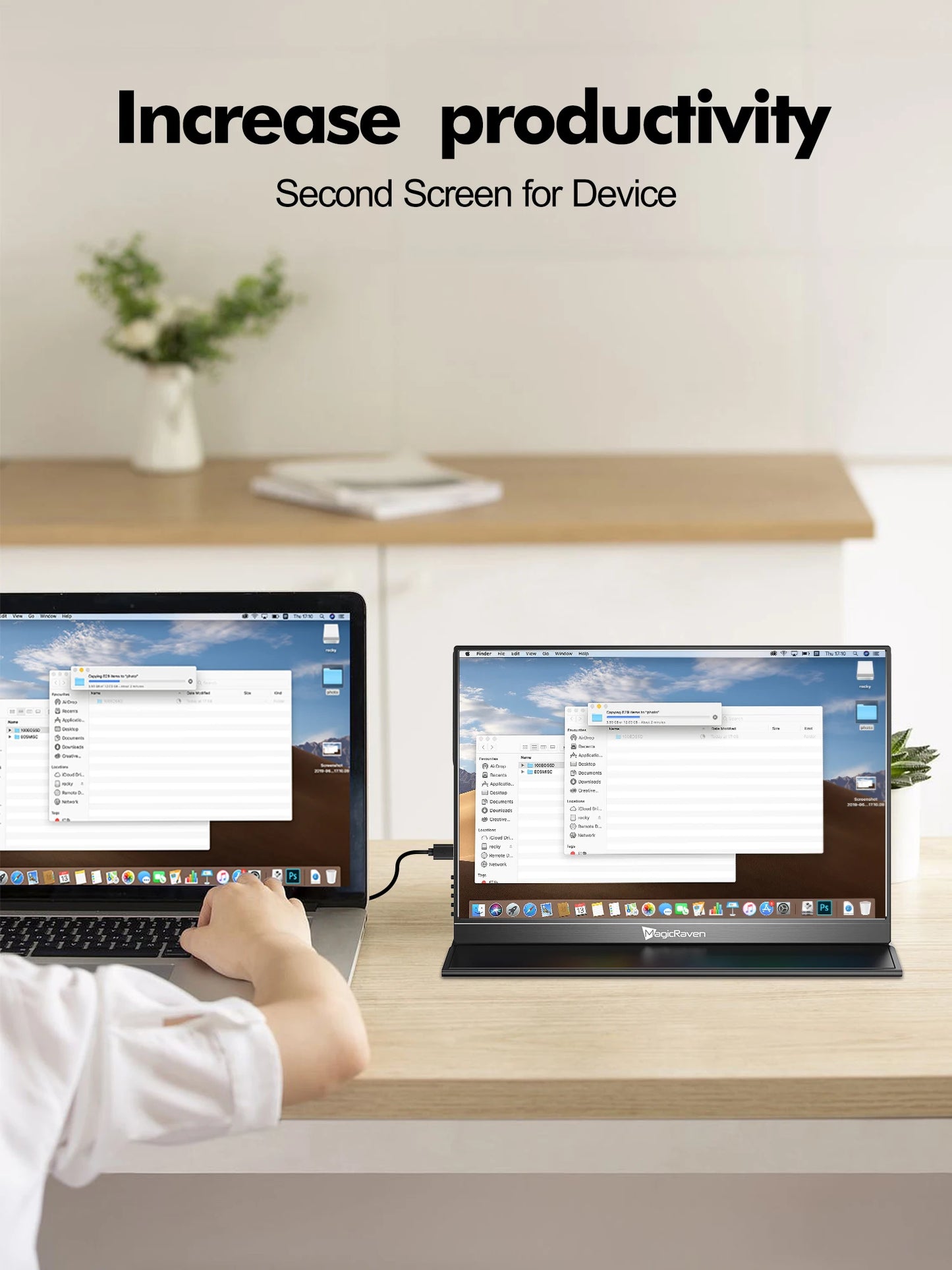 Amoudo 16 Inch 3840*2400P 60Hz Portable Monitor Dual USB C HDMI Second Computer Screen for PS4/5 Xbox Switch MAC PC Phone