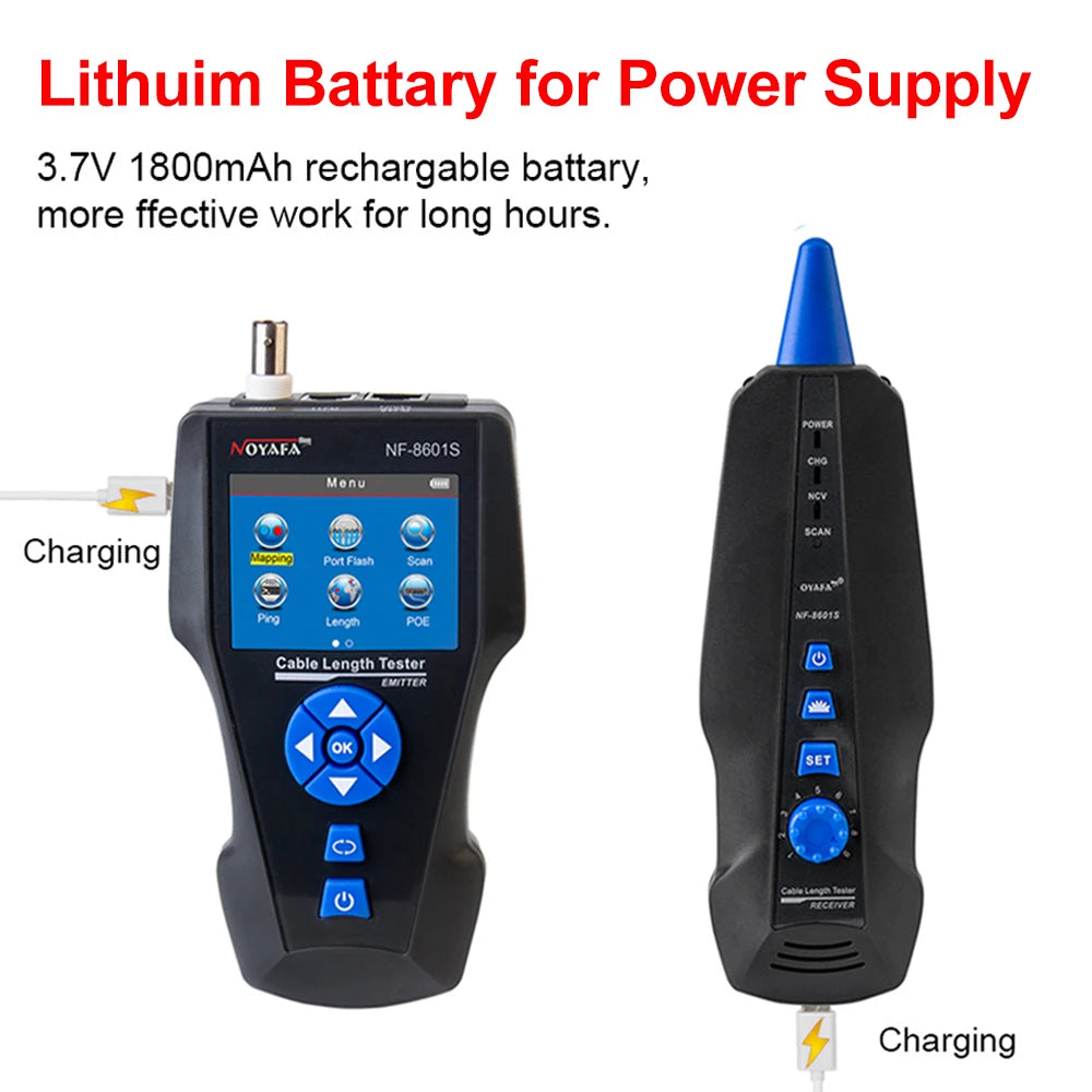 NOYAFA NF-8601S Multifunction TDR Enthernet Cable Tester Rj45 Rj11 BNC Cat5 Cat6 6E Cat7 POE Lan Test Ping Network Cable Tracker