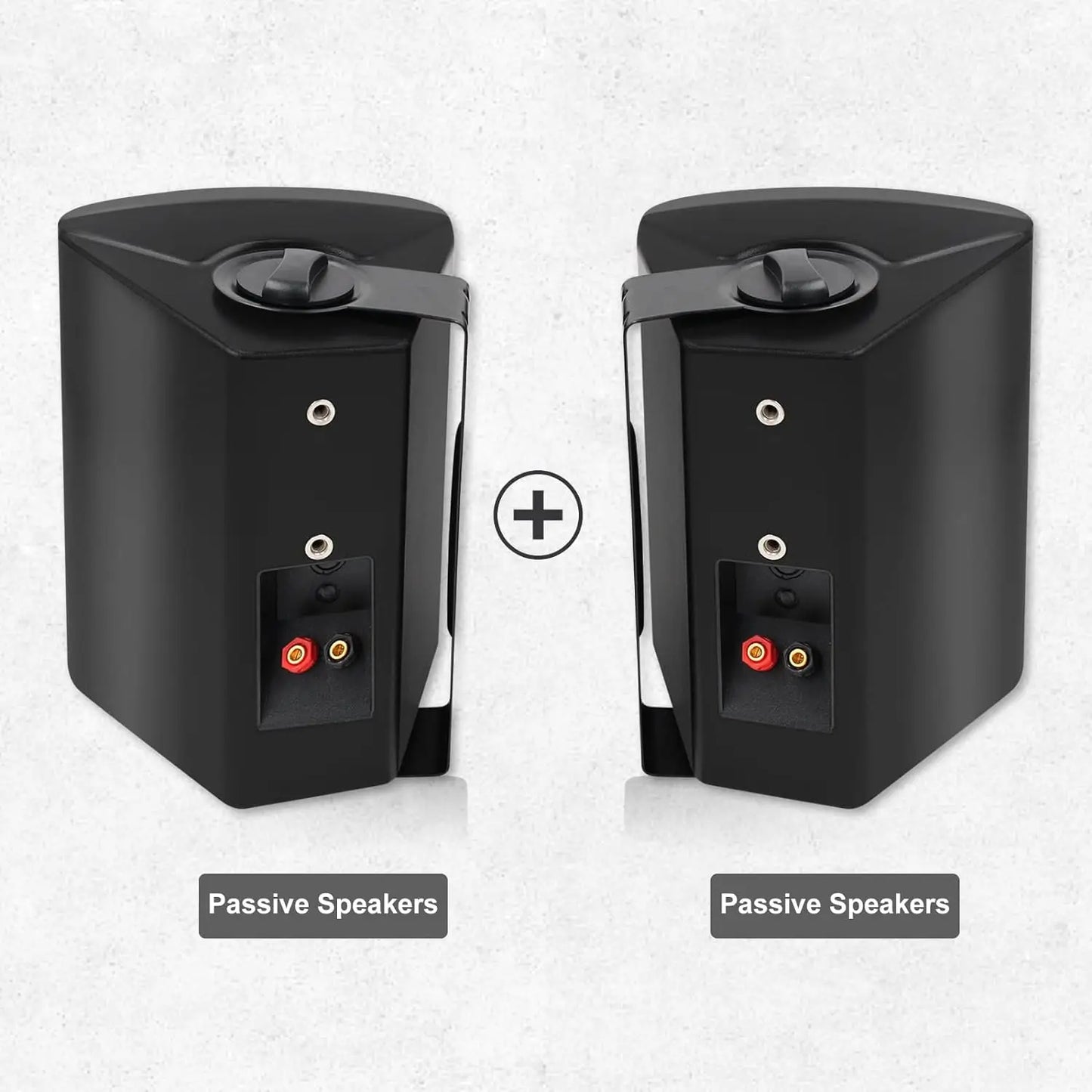 Herdio 5.25'' 300W Indoor Outdoor Waterproof Dual Speakers Home Theater Wall Mount System For Garage Basement living Room Black