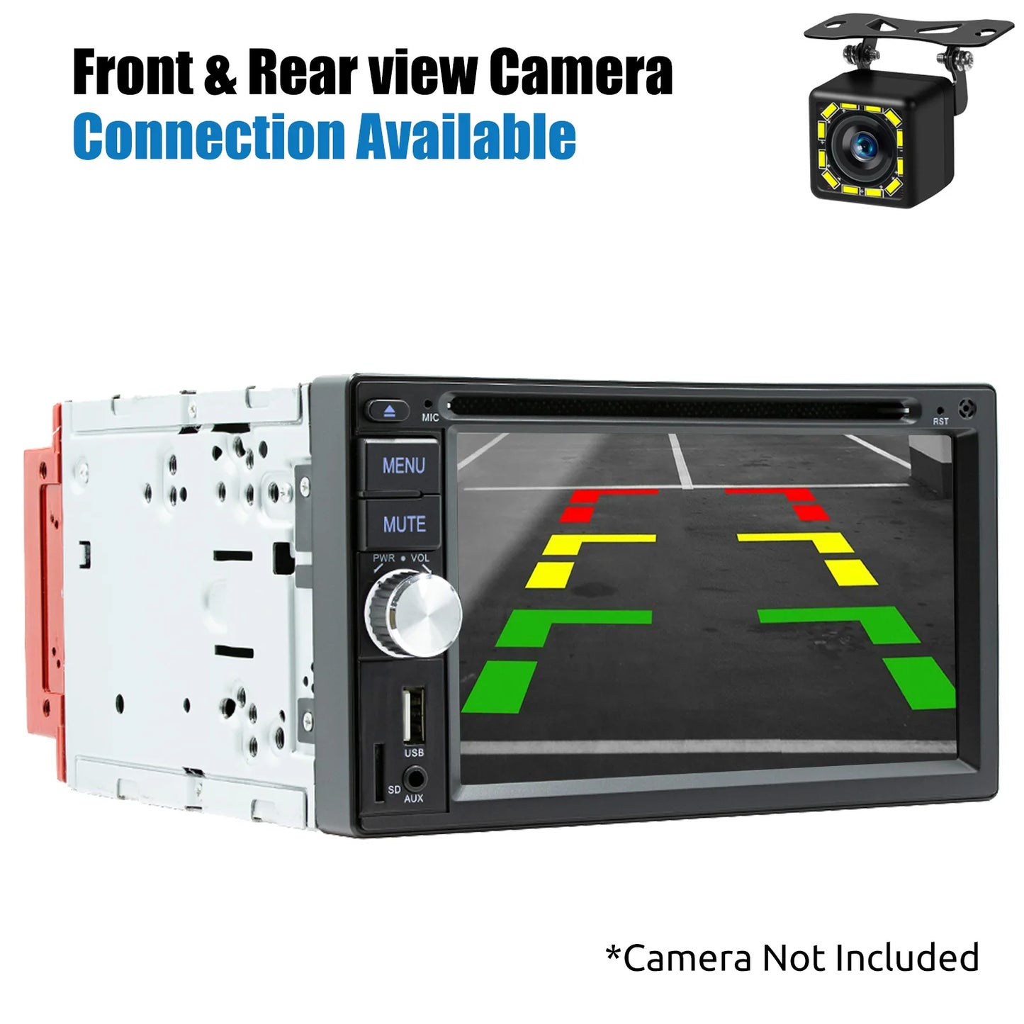 ESSGOO 6.2 Inch Apple Carplay Android Auto Double 2 DIN Car Stereo Radio CD DVD Player AUX FM Bluetooth USB MP5 Mirror Link