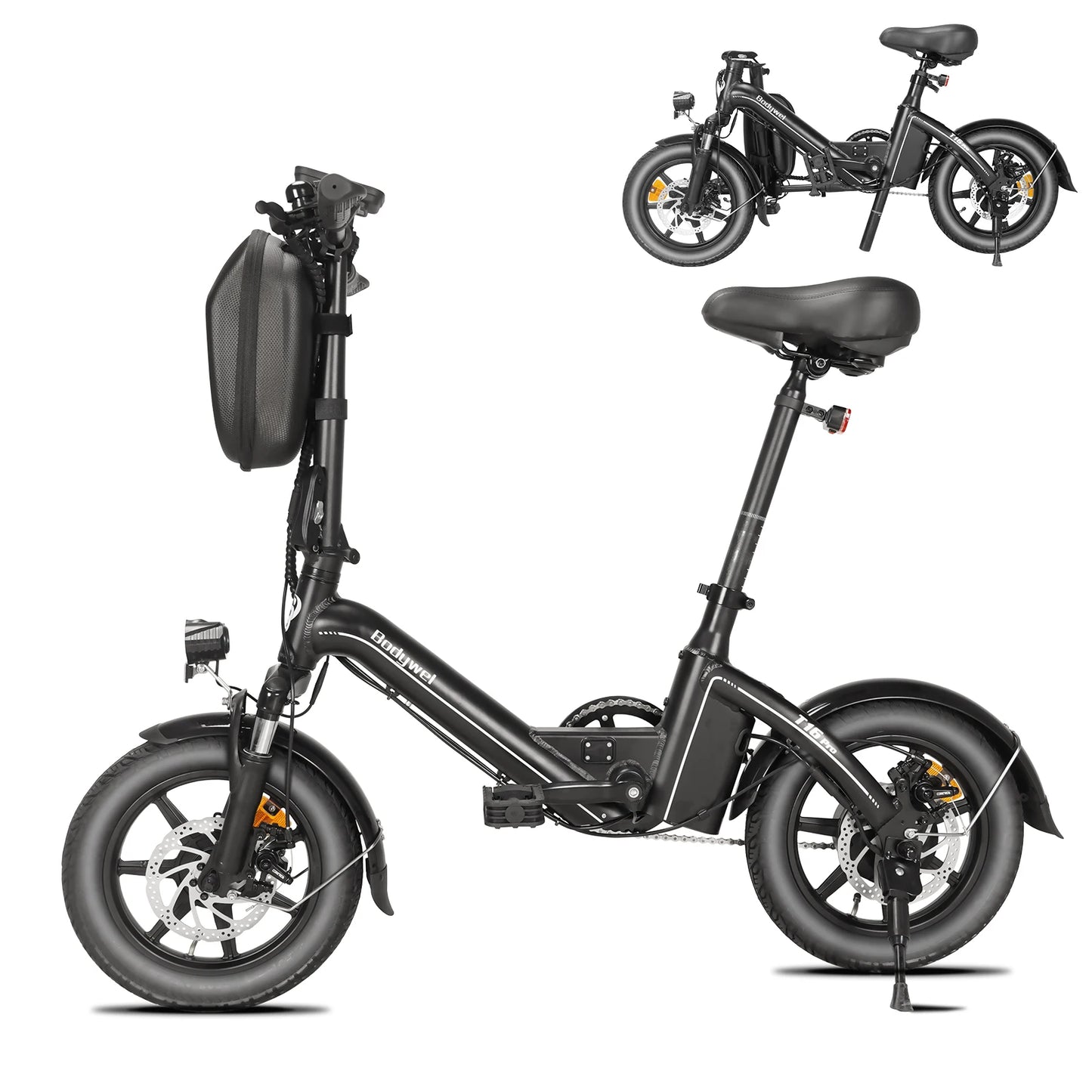 Bodywel T16PRO 14" Foldable Electric Bike 250W 36V 7.8Ah Lithium Battery Adults City E-Bike with LCD Display, Dual Disc Brakes