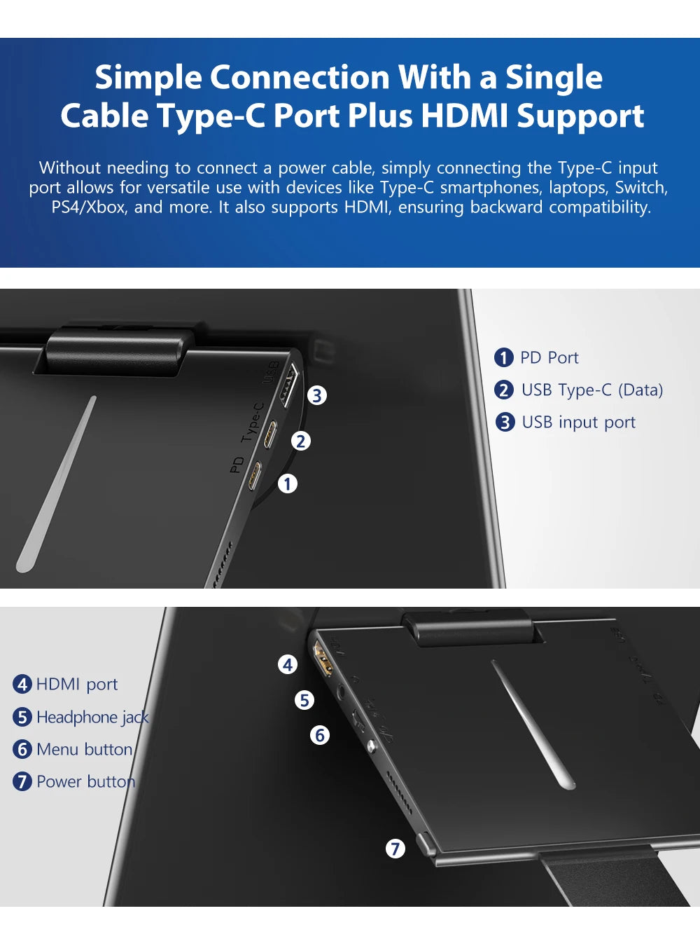 Uperfect Unify Y Touchscreen Portable Monitor 15.6" FHD 1080P IPS Screen with Adjust Kickstand 2000:1 USB C HDMI HDR Display