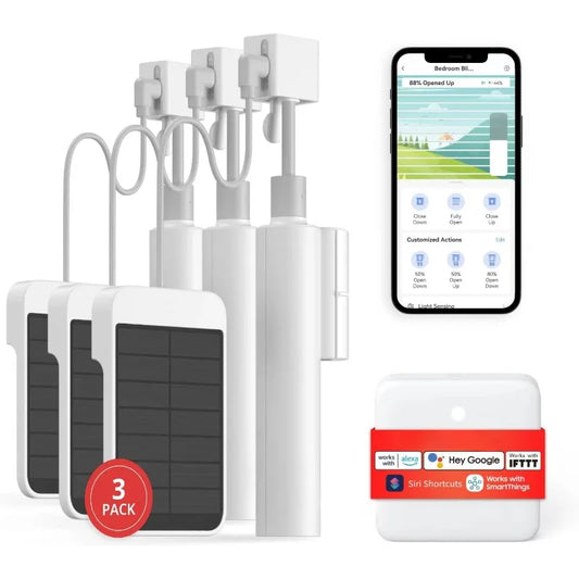 High quality.Smart Electric Motorized Blinds Kit - 3Pack with 2.4G WiFi Remote Control, Solar Powered, Compatible with Alexa