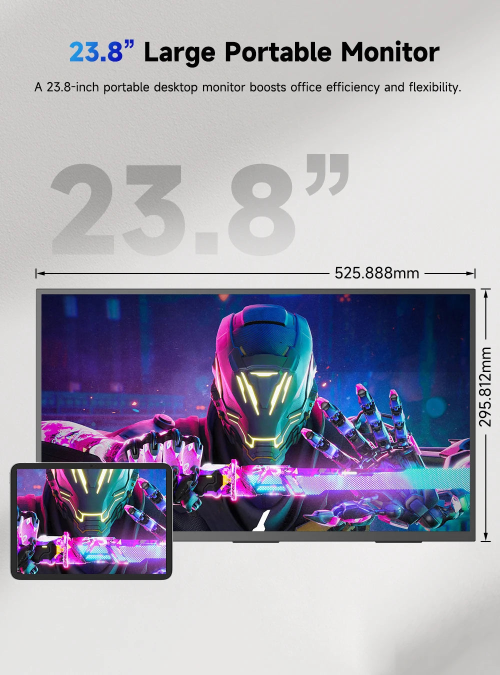 EVICIV 23.8" 120Hz Large Portable Monitor 1080P w/180° Adjustable Stand USB-C HDMI External Laptop Display for PS5/4 Desktop Mac