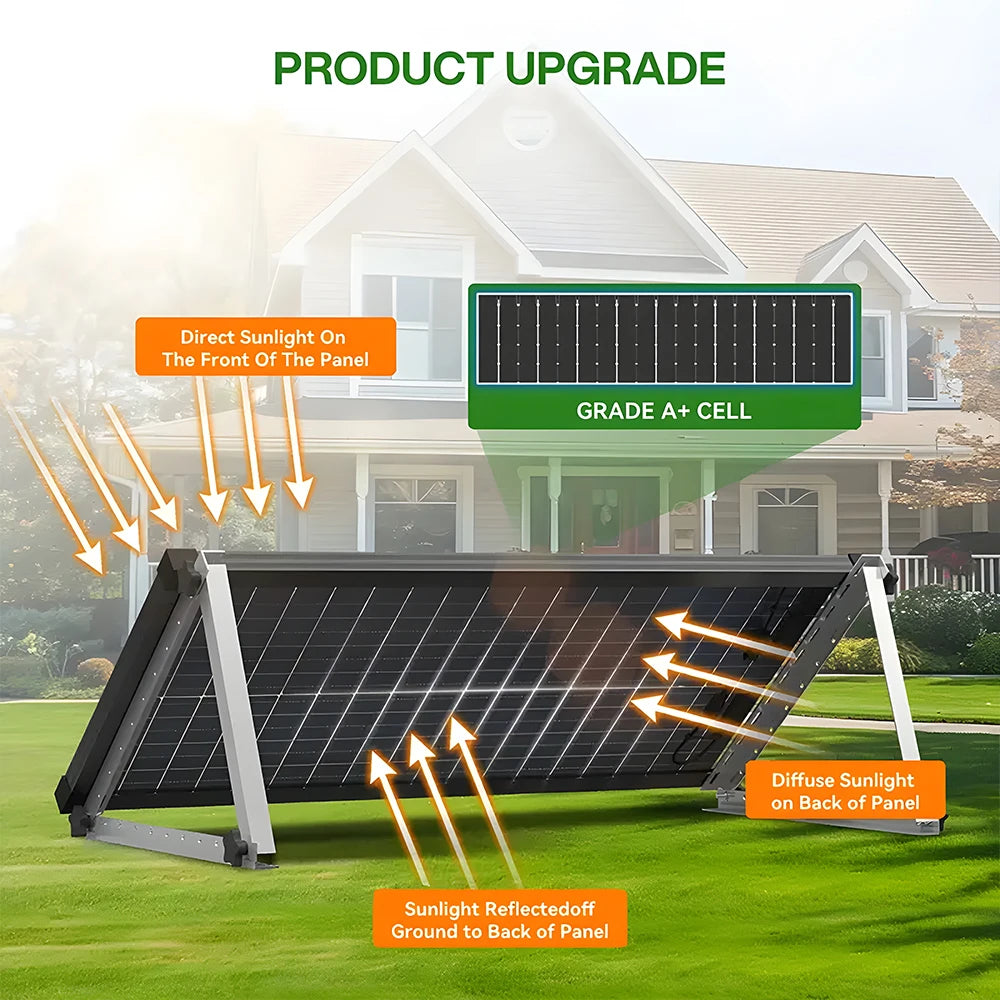 WERCHTAY 400W/200W/100W 12V Double Sided Solar Panels Monocrystalline 18BB Cells PV Power for Home Rooftop Camping