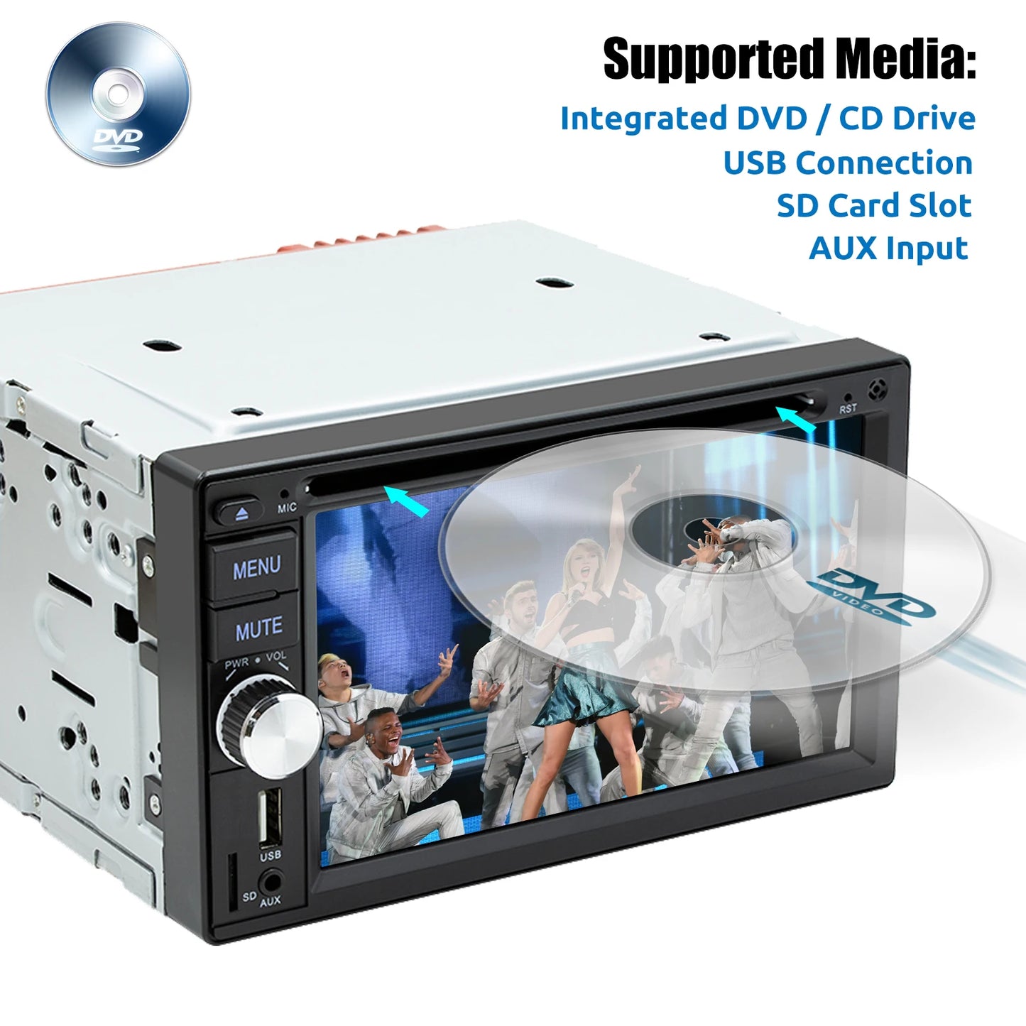 ESSGOO 6.2 Inch Apple Carplay Android Auto Double 2 DIN Car Stereo Radio CD DVD Player AUX FM Bluetooth USB MP5 Mirror Link