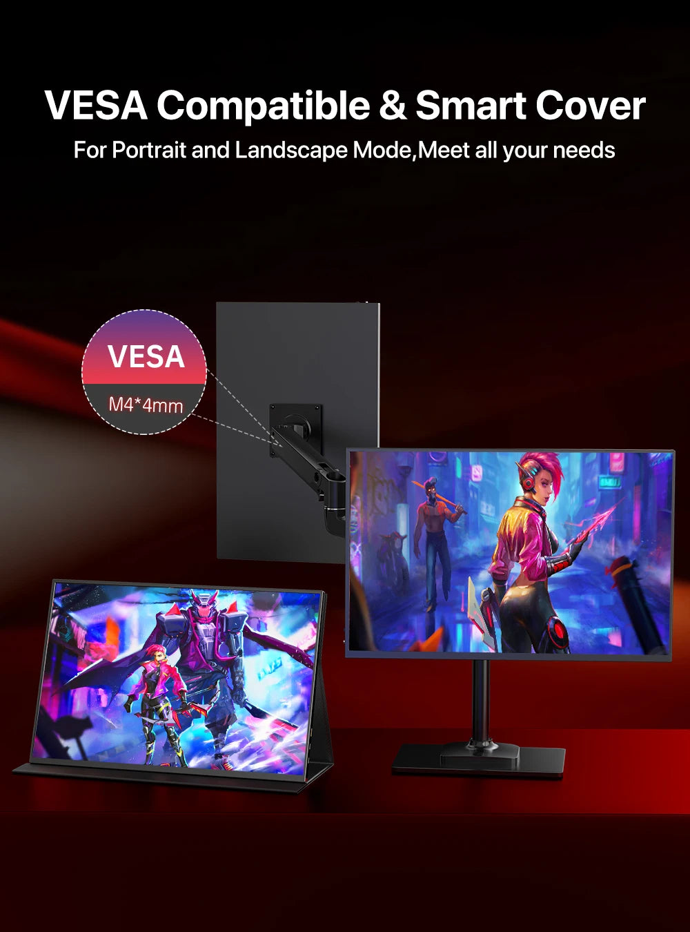 UPERFECT UGame 18 2K 144Hz Gaming Monitor 2560x1600 QHD 100% DCI-P3 Portable HDMI USB C Display For Laptop PC Mac Phone XBOX PS5