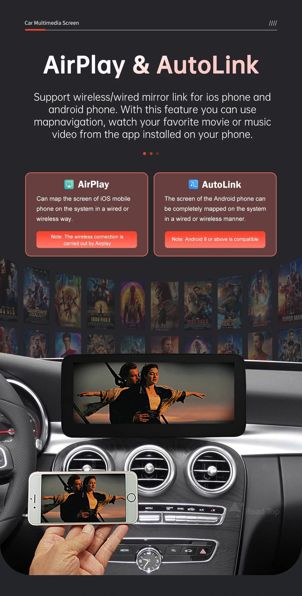 Linux Multimedia Screen Wireless CarPlay Android Auto for Mercedes-Benz W205 W176 GLC A C V Class W447 CLA GLA 2015-2018 NTG5.0