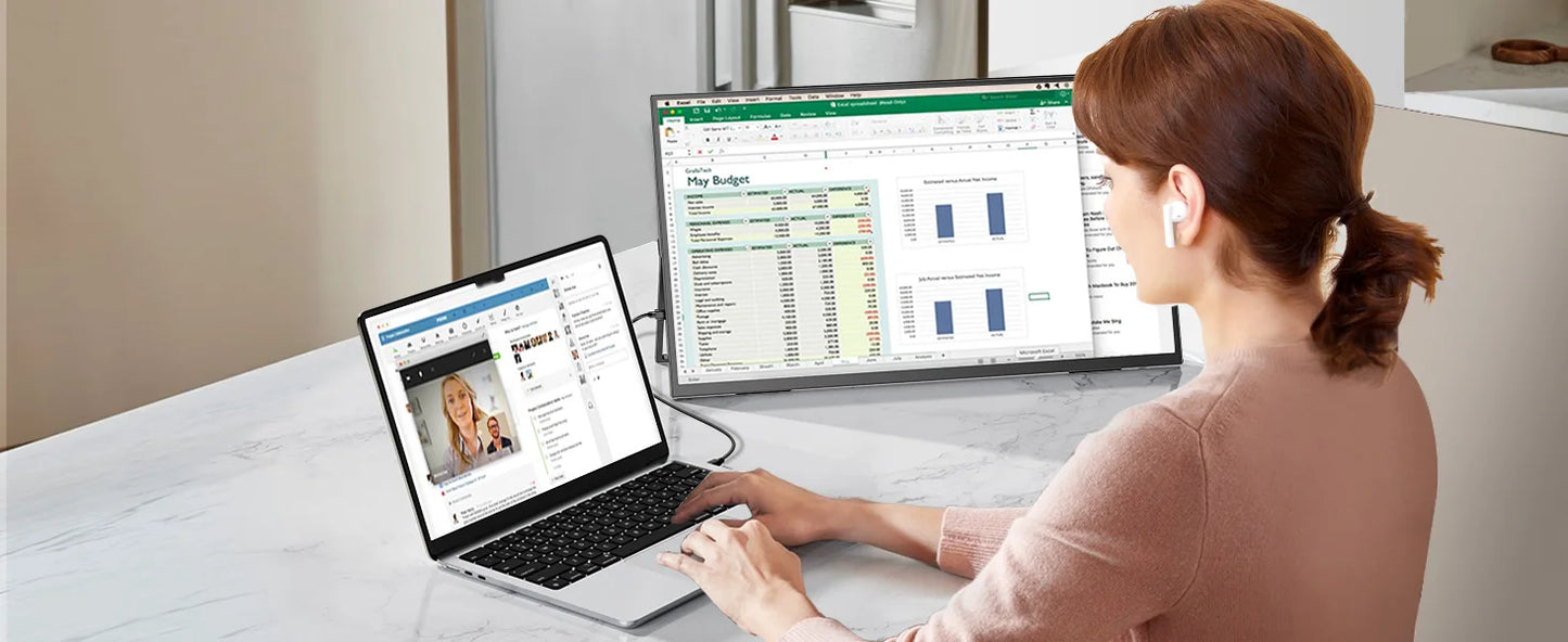 EVICIV 23.8" 120Hz Large Portable Monitor 1080P w/180° Adjustable Stand USB-C HDMI External Laptop Display for PS5/4 Desktop Mac