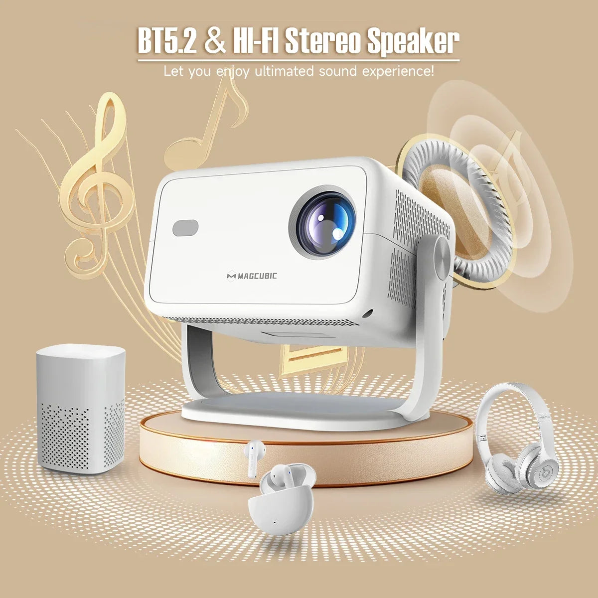 Magcubic 650ANSI L018 4K Projector Native 1080P Home Cinema Auto Focus Keystone Android 11 WiFi6 Portable Projector for Outdoor