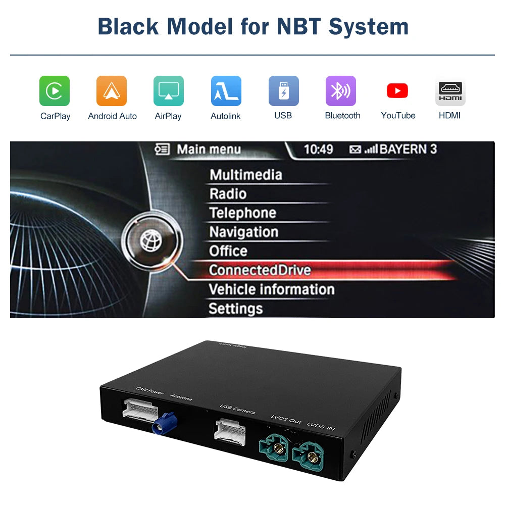 Road Top Wireless CarPlay Android Auto for BMW NBT EVO X5 F15 X6 F16 2014-2020 X1 F48 2016-2020 with Car Play Functions Airplay