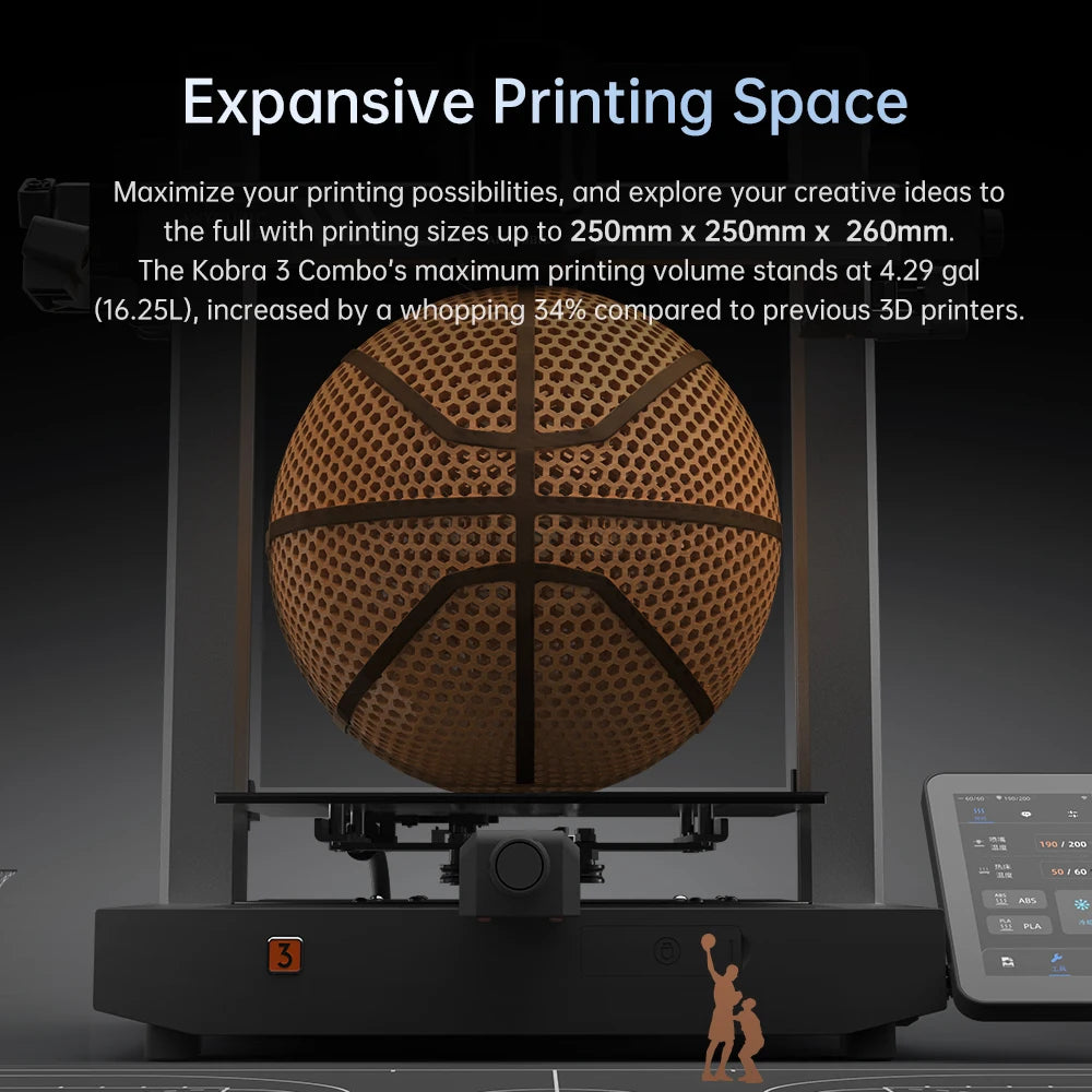 ANYCUBIC Kobra 3 AE Version FDM Max 600mm/s Print Speed 3d Printer 25-Point Automatic Leveling With 9.8x8.7x8.7inch Print Size