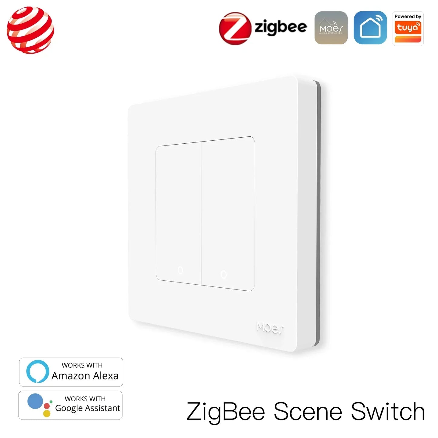 MOES Star Ring Switches ZigBee3.0 Tuya Smart Push Button Light / Scene Switch Smart Life APP Remote Control Alexa Google Voice