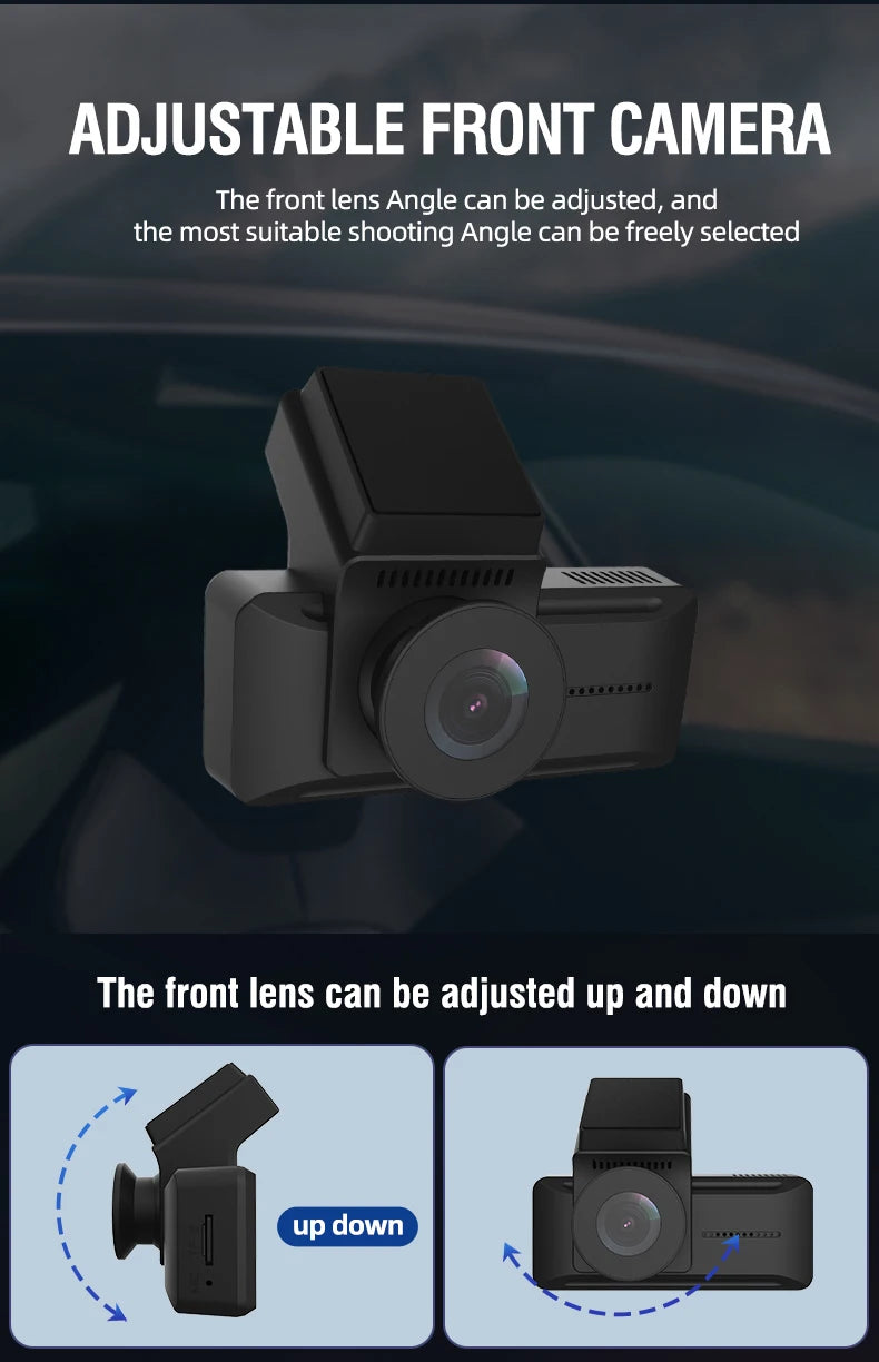 QOZ 4K WIFI Dash Cam Front Camera Dual Lens Dashcam Car DVR Video Recorder with GPS Night Vision 24H Parking for Car