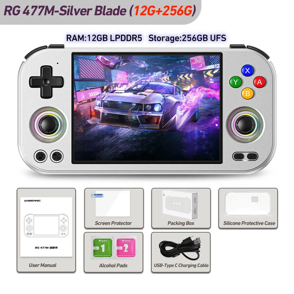 ANBERNIC RG 477M Retro Handheld Game Console Android 14 4.7 Inch LTPS In-Cell Aluminum Alloy CNC Video Gaming Player RG477M