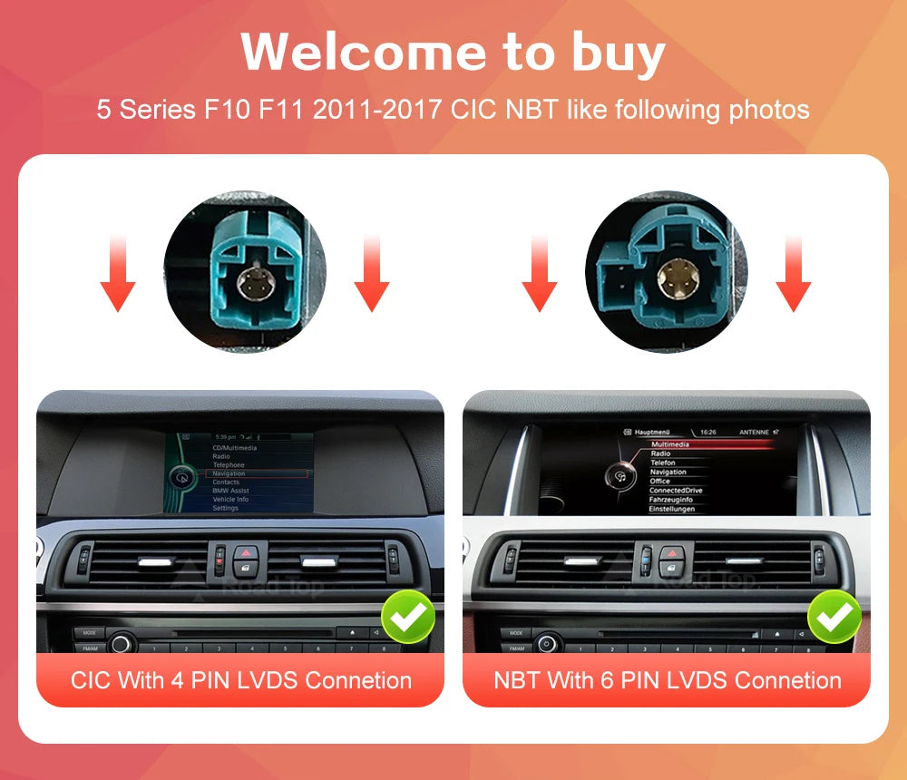 Wireless CarPlay Android Auto Car Radio Multimedia Player Linux Display Screen For BMW 5 Series F10 F11 2012-2017 CIC NBT