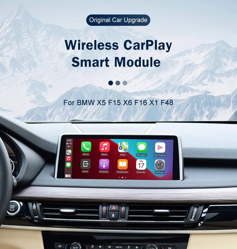 Road Top Wireless CarPlay Android Auto for BMW NBT EVO X5 F15 X6 F16 2014-2020 X1 F48 2016-2020 with Car Play Functions Airplay