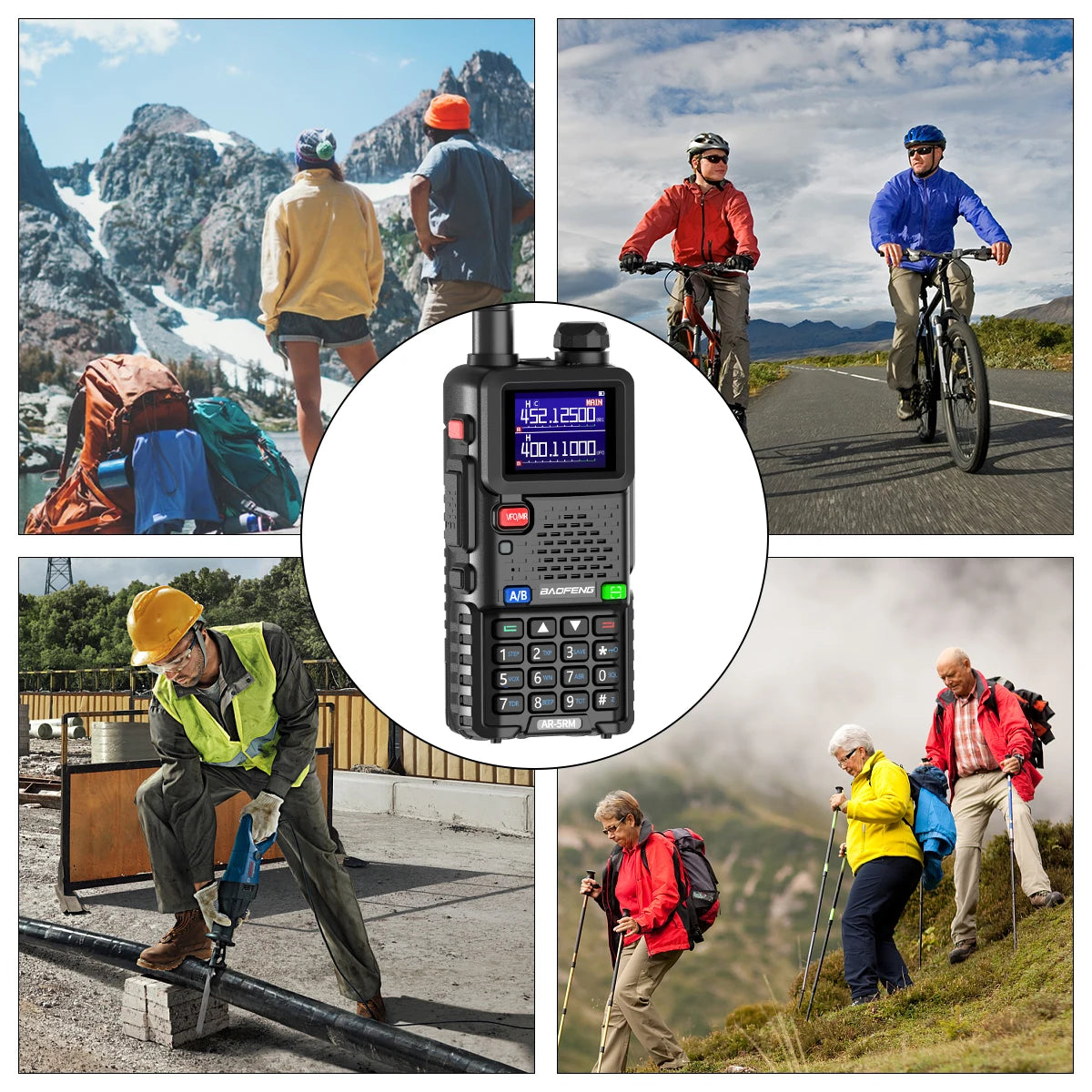 BAOFENG AR-5RM Multi Band Walkie Talkie 10W Wireless Copy Frequency Type-C Charger 999CH NOAA For UV-5R UV-5RH Ham Radio